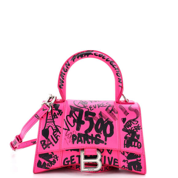 Balenciaga Handbags - Balenciaga XS Graffiti Hourglass Top Handle Bag Leather